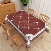 Lofaris Retro Floral Tablecloth with Brown Flowers on White for Vintage 70s and Farmhouse Kitchen Decor